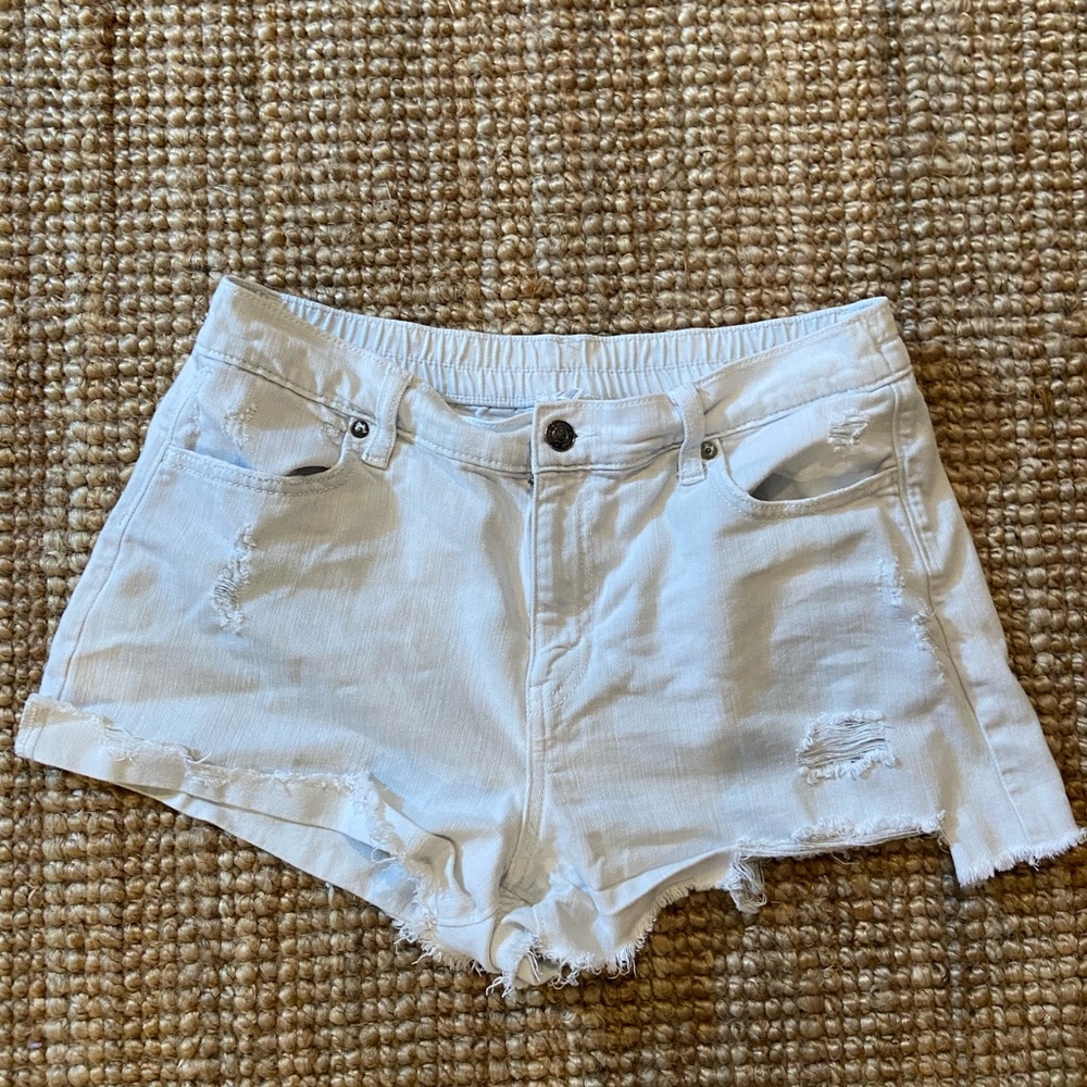 Aerie White Distressed Women Shorts